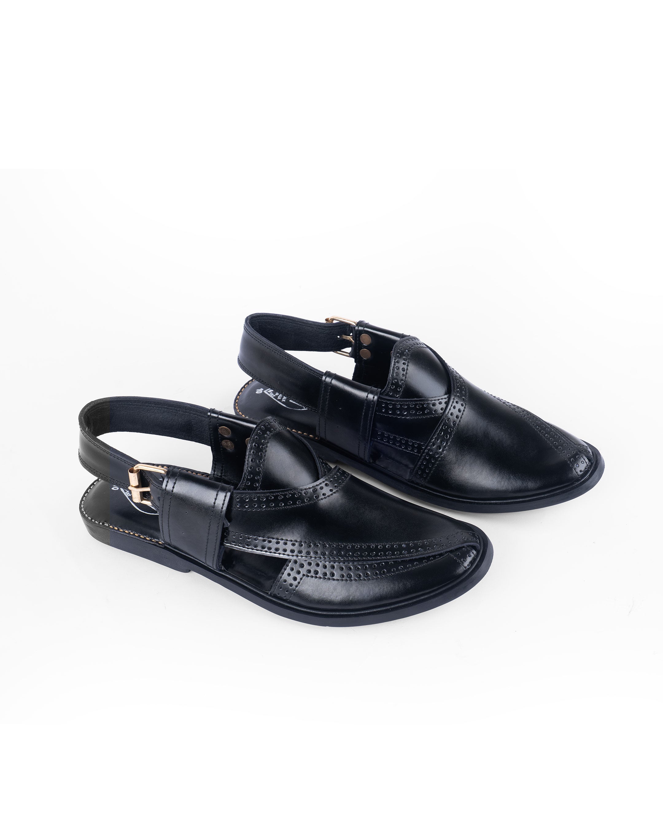 Black leather peshawari sandal